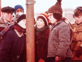 A four-year-old Edmonton girl got her tongue stuck to a metal fence post in 1951, similar to this scene from the 1983 movie A Christmas Story.