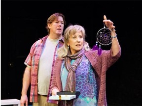 From left, Declan O’Reilly and Coralie Cairns in Circle Mirror Transformation, at Shadow Theatre