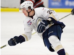 Left-winger Paul Lovsin of the Spruce Grove Saints has scored 14 goals and 29 points this Alberta Junior Hockey League season.