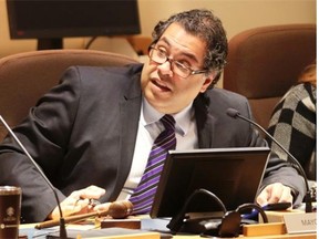 Mayor Naheed Nenshi spoke to the other members of Calgary’s City Council as they debated the use and possession of alcohol by councillors during a committee meeting on January 20, 2015.