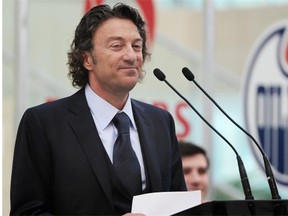 Oilers owner Daryl Katz speaks during a press conference on the new Arena at City Hall in Edmonton on Feb. 11, 2014.