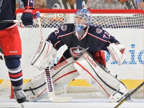 Columbus Blue Jackets goalie Sergei Bobrovsky during NHL action against the Minnesota Wild in April 2013.