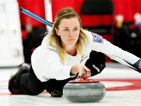 Chelsea Carey of the Saville Centre defeated Sherwood Park’s Heather Nedohin in Sunday morning’s semifinal of the Alberta Scotties Tournament of Hearts women’s curling championship at the Lacombe Arena on Sunday.