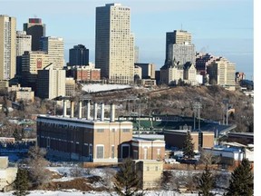 Telus Field and the Rossdale Power Plant in Edmonton on Tuesday Jan. 20, 2015. Council’s executive committee heard Tuesday a canal is key to developing the area.