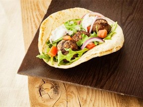 This recipe for Keftede Pitas with Mint Yogurt Sauce relies on the tart flavour and robust texture of Greek yogurt.