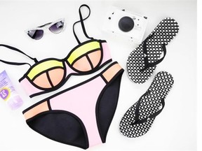 The beach is where you can have fun with your attire.Triangl swimsuits are made of neoprene and come in an assortment of fun colours. Bejeweled sunglasses from Crystal Cult is another way to add pizazz to your look.