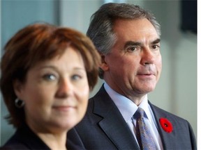 British Columbia Premier Christy Clark, left, and Alberta Premier Jim Prentice in Vancouver last November.