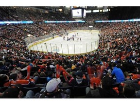 The crowd cheers on the players during the Oilers Skills Competition at Rexall Place in Edmonton on Saturday Jan. 25, 2014.