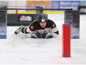 Dallas Snider takes part in the Edmonton Red Bull Crashed Ice Qualifier on January 31, 2015 in Leduc.