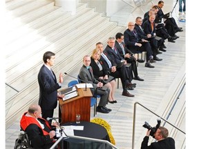 Edmonton city council, shown here at the 2013 swearing-in ceremony, will get a 3.8 per cent wage hike. City workers are limited to a 2.25 per cent raise.