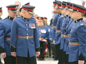 Edmonton Police Chief Rod Knecht (middle) inspects Recruit Training Class 130 during their graduation ceremony at Edmonton City Hall on Friday February 13, 2015.