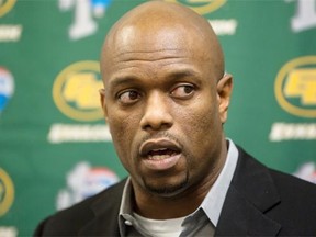 Eskimos General Manager Ed Hervey speaks to media at Commonwealth stadium on November 24, 2014 after their season ended with a loss Sunday in the Western Final to the Calgary Stampeders.