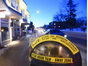 The city is thinking of pulling out these parking meters on Stony Plain Road and replacing them with a temporary parking lot across 104th Avenue.