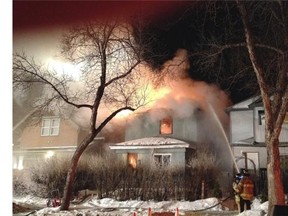 A fire completely destroyed a house at 94th Street and 113 ave in Edmonton on Saturday, Feb. 21, 2015.