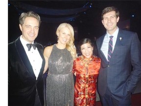 Hosts Bob and Michelle Bessette with Mayor Don Iveson and his wife Sarah Chan at Edmonton Opera’s annual Valentine’s Gala at the Shaw Conference Centre. The gala netted more than $250,000.