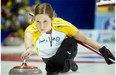 Manitoba’s Kaitlyn Lawes releases her rock during second draw curling action against British Columbia at the Scotties Tournament of Hearts Sunday, February 17, 2013 in Kingston, Ont.