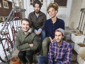 Viet Cong posed for a photo in honour of the release of their new album in Calgary.