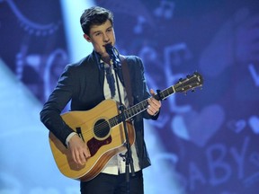 HAMILTON, ON - MARCH 15:  Shawn Mendes performs at the 2015 JUNO Awards at FirstOntario Centre on March 15, 2015 in Hamilton, Canada.  (Photo by Sonia Recchia/Getty Images)