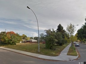 Mature apples trees on city land in Idylwylde that have since been cut. A semi-detached home is now underconstruction.