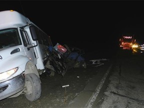 On Oct. 28, 2014, at Mariana Lake, a northbound bus transporting tradespeople to a Fort McMurray area work site collided with a southbound passenger jeep.