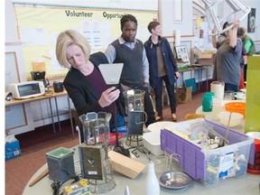 Alberta NDP Leader Rachel Notley went to the annual rummage sale at Robertson Wesley United Church, where she bought $5 worth of scarves.