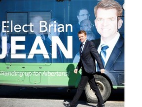 Alberta Wildrose Leader Brian Jean announces the launch of his campaign in Calgary on April 7, 2015.