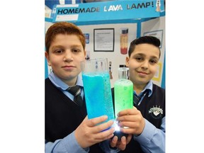 Awid Amerey, left, and Ameen Haymour, with their homemade lava lamp.