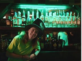 Bartender Kevan Cooke was all dressed up for St. Patrick’s Day at O’Byrne’s Irish Pub on Whyte Av. in Edmonton on Tuesday Mar. 17, 2015.