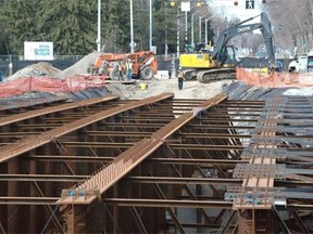 The Byron Nicholson, Director of Special Projects, Roads Design and Construction for the city announced that Groat Road from 107 Avenue to River Valley Road will be closed from 6 a.m. on April 18 until 6 a.m. on April 20 in Edmonton, April 16, 2015. One of the bent girders is being removed and sent back to be fixed or replaced.