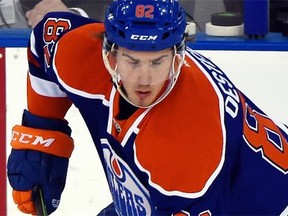 Defenceman Jordan Oesterle in action for the Edmonton Oilers against the Anaheim Ducks at Rexall Place in Edmonton on Feb. 21, 2015.