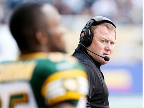 Edmonton Eskimos head coach Chris Jones was always busy on the sidelines during Canadian Football League games in the 2014 season.