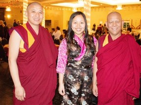 From left, Lobsang Dawa, Tenzin Namdol and Lobsang Dhamchoe at An Evening In Tibet on April 11.