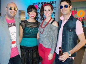 From left, Mike Bassil, Sandra Sarmiento, Andrea Motz and George Lampos at the Art Gallery of Alberta’s Refinery party on March 21.