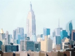 Gordon R. Johnston’s print of his iPad artwork Empire City, NYC, up at Naess Gallery through May 19