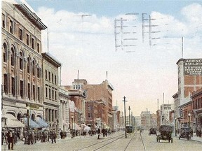 Jasper Avenue was spruced up in 1905 with the addition of cement sidewalks.