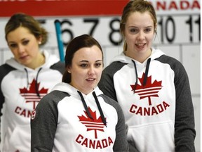 Kelsey Rocque and her world junior women’s championship team third Danielle Schmiemann, right, both twice represented Alberta in the Optimist U18 international curling championships, which will be played this week at the Jasper Place Curling Club and Saville Community Sports Centre.