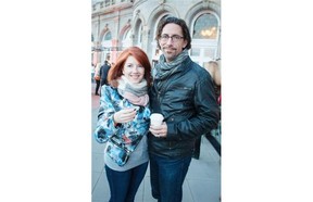 Marliss Weber, left, and Randy Brososky at the Fairmont Hotel Macdonald’s Fire and Ice Farewell to Winter Patio Party on March 14.