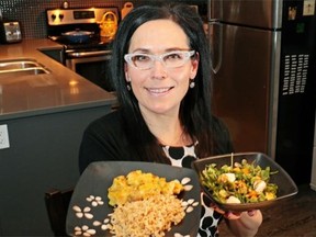 Michelle Brewer with her chicken, rice and salad dinner