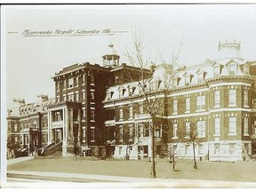 The old Misericordia Hospital was located on 111th Street and 99 Avenue, replaced in the late 1960s by the Misericordia on 87th Avenue and 170th Street. Peel Collection