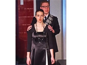 Myah Skibin as Lady Macbeth and Nathaniel van der Velde as Macbeth in Jasper Place High School production of Macbeth