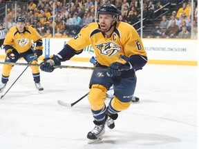 Nashville Predators defenceman Shea Weber in action against the Winnipeg Jets at Nashville’s Bridgestone Arena on March 7, 2015.