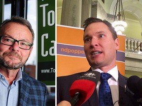 Tony Caterina (left) is trailing Deron Bilous, according to a new poll.