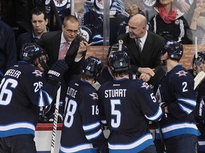 Paul Maurice is clearly the man in charge behind the Winnipeg Jets bench, even as he is ably assisted by the likes of long-time Edmonton Oiler player & asst coach Charlie Huddy.