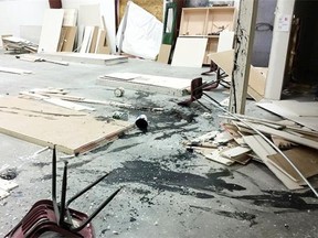 Ponoka RCMP are investigating after a brand new building set to house a gymnastics and trampoline club was trashed and vandalized with anti-Semitic graffiti Saturday night.