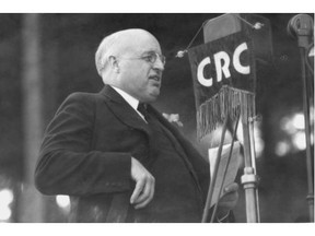 Premier William Aberhart took the Social Credit Party to power in Alberta in 1935 at the height of the Depression. He died in office in 1943. 
 Postmedia files