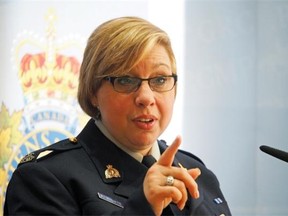 RCMP media relations officer Sgt. Josee Valiquette at RCMP K Division headquarters in Edmonton.