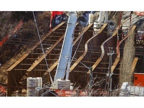 Steel beams of the new bridge being built over Groat Road buckled. (Edmonton Journal/FILE)