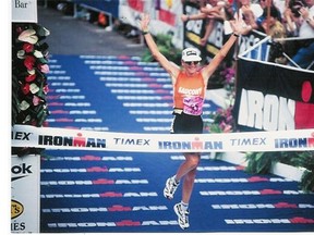 Stony Plain’s Heather Fuhr, who is to be inducted into Triathlon Canada’s Hall of Fame, is pictured winning the 1997 Ironman World Championship in Kona, Hawaii. Fuhr won 15 Ironman races around the world.