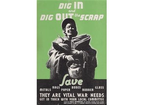 SUPPLIED 
 Second World War poster encouraging people back home to salvage or recycle materials in short supply to reuse for war purposes.