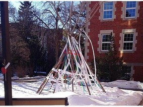 Teepee poles at the University of Alberta were vandalized over the weekend with toilet paper.